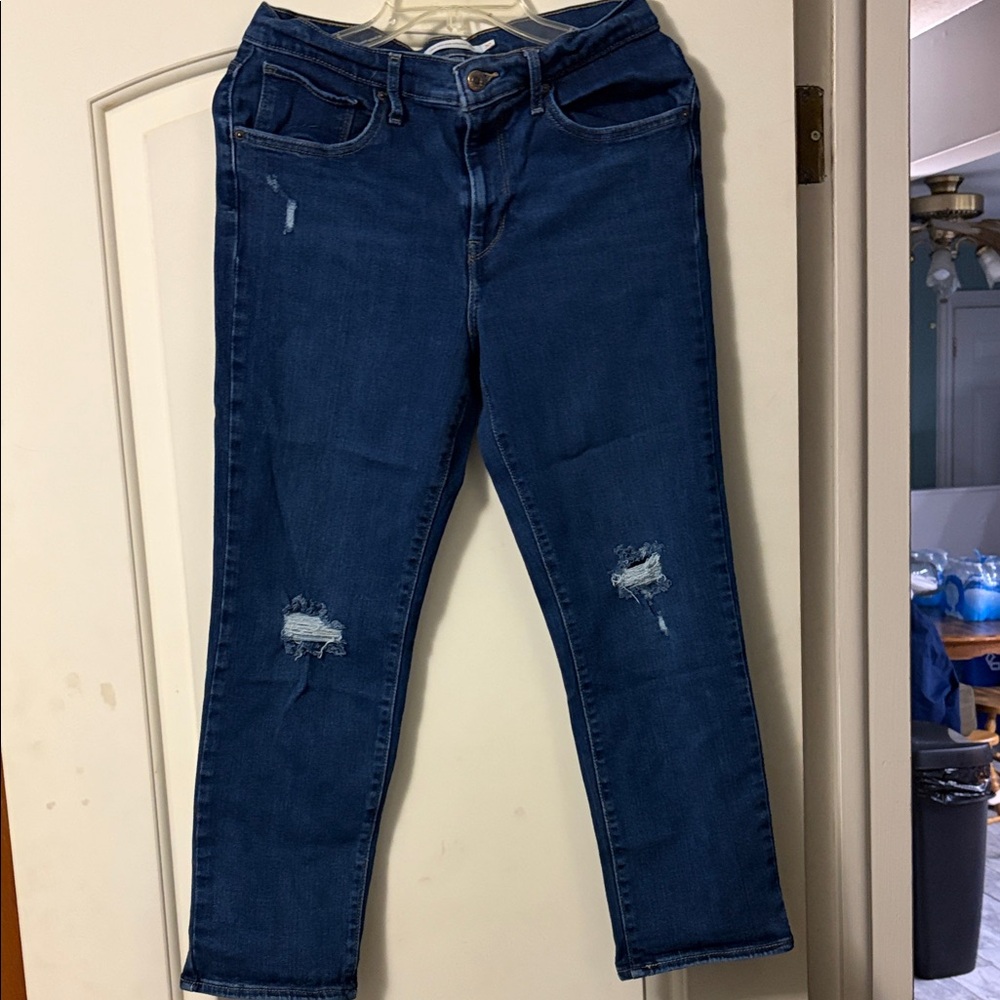 Levi's 724 Women's High Rise Straight Crop Jeans in Deep Blue